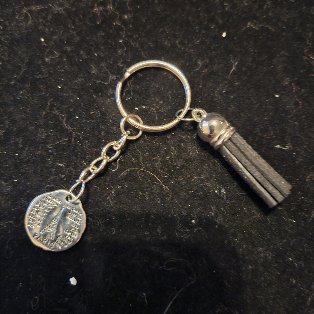 Eiffel Tower French Pendant Silver Toned Hand Assembled Keychain